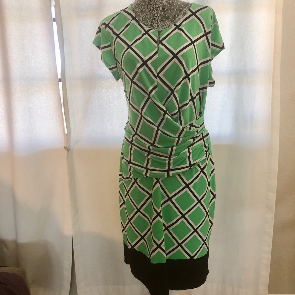NY&Co Green Black White Dress Size XL
